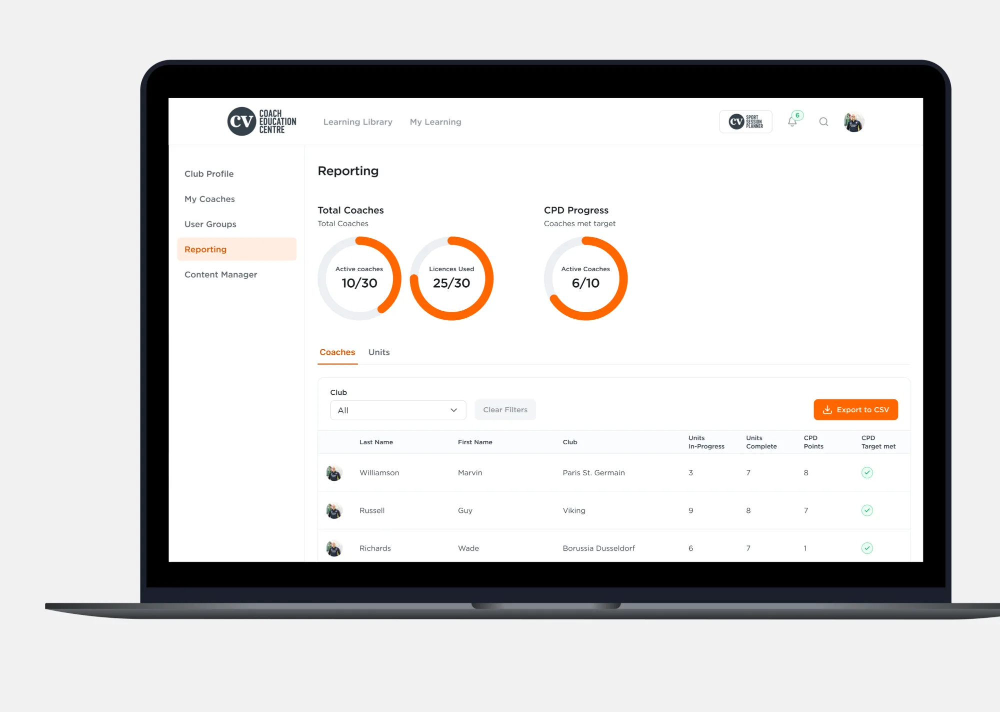 Coaches' Voice UI 3