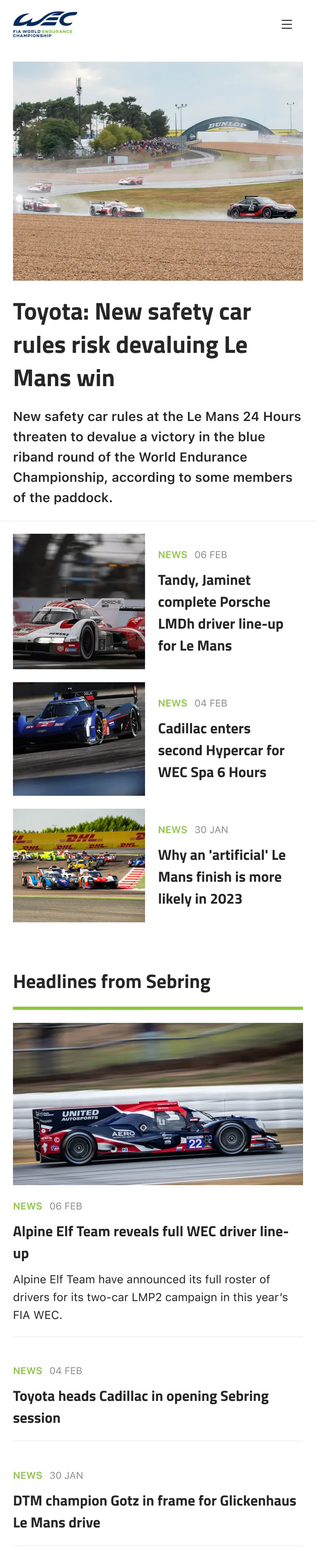 WEC news