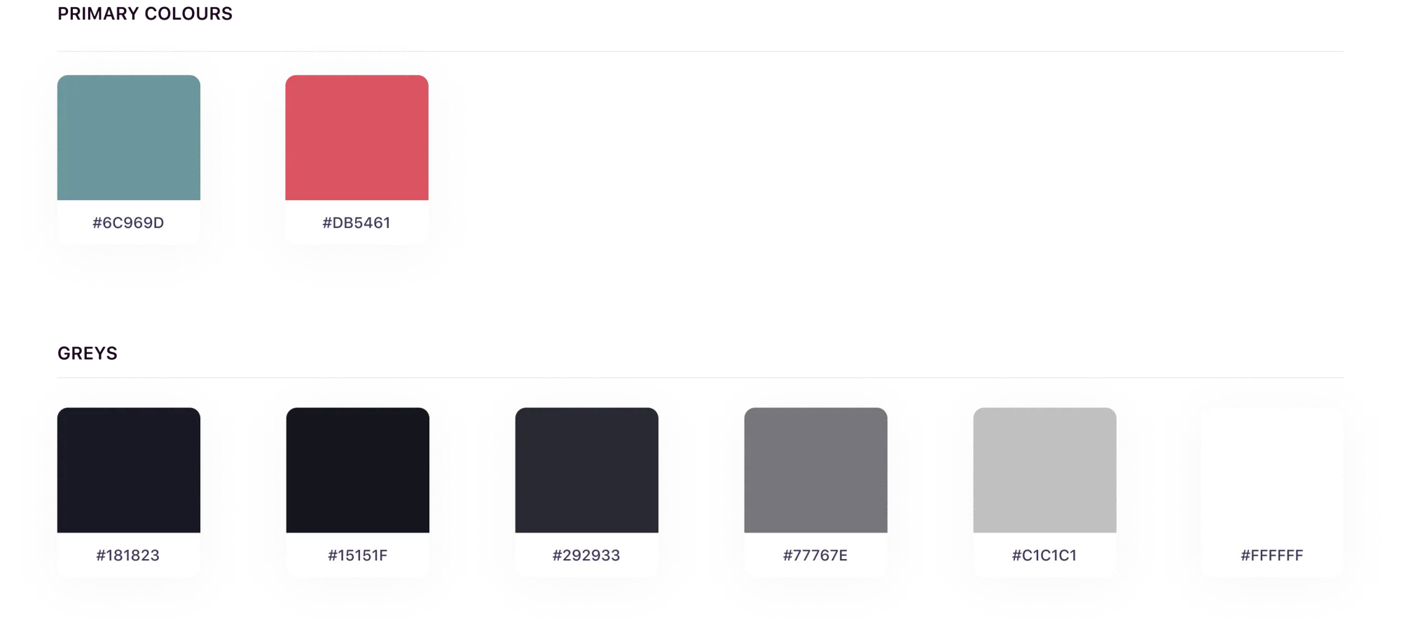 Reps colour palettes