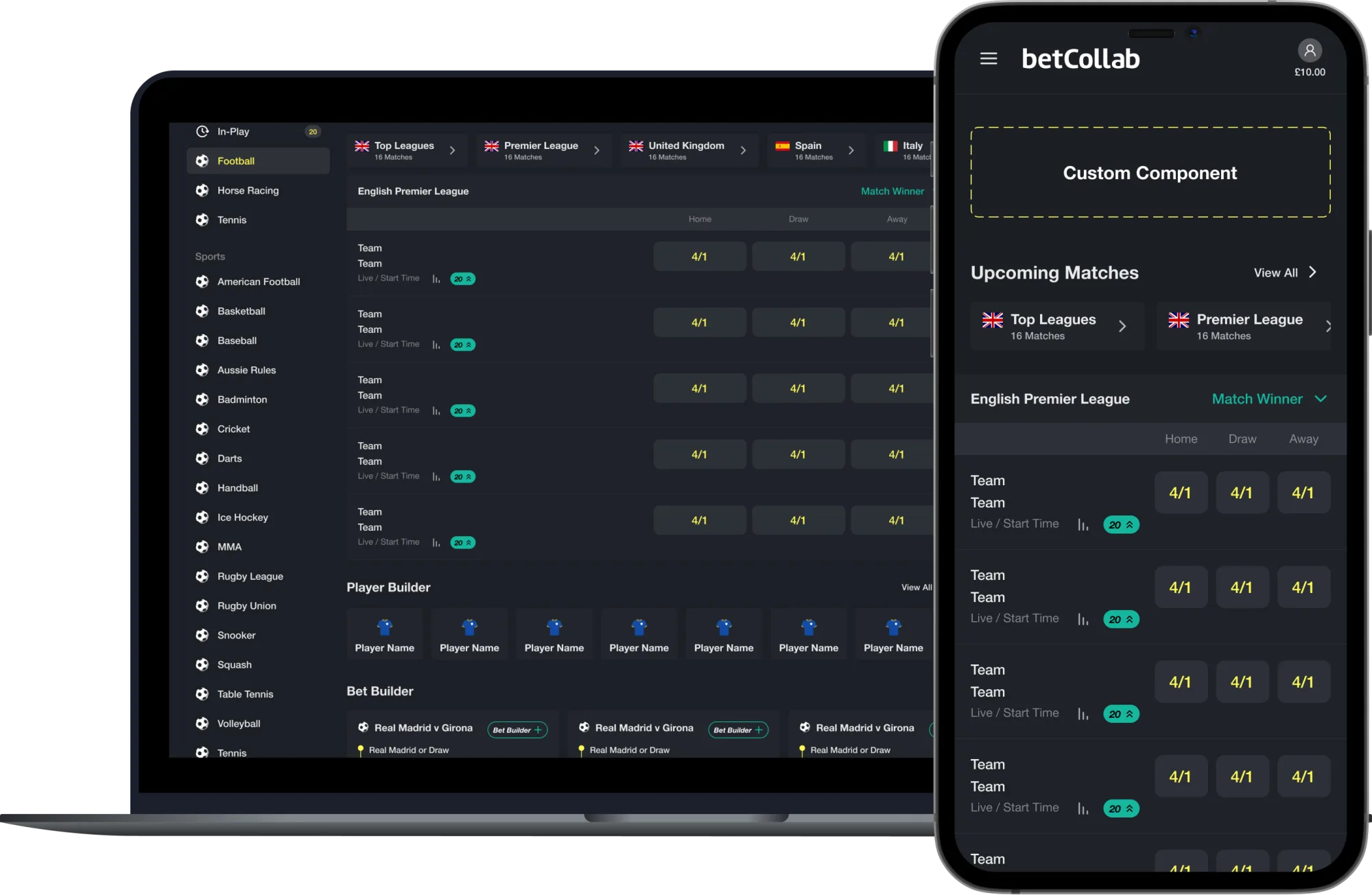 betCollab platform mockup