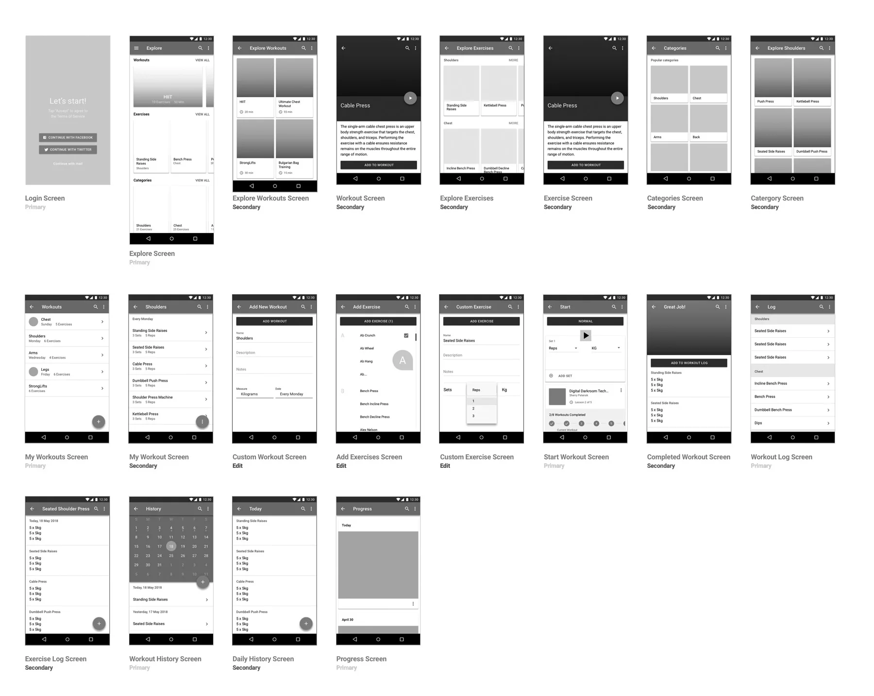 Reps wireframes